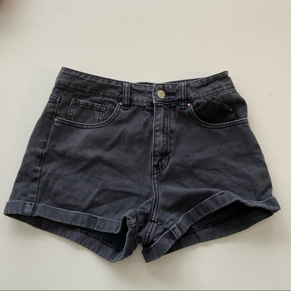 Black Denim High-Rise Shorts